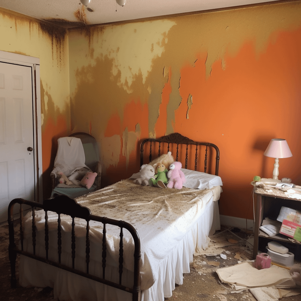 a child's bedroom destroyed due to property damage