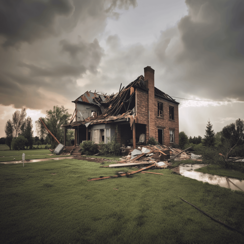 Tornado damage of what was once a large family home