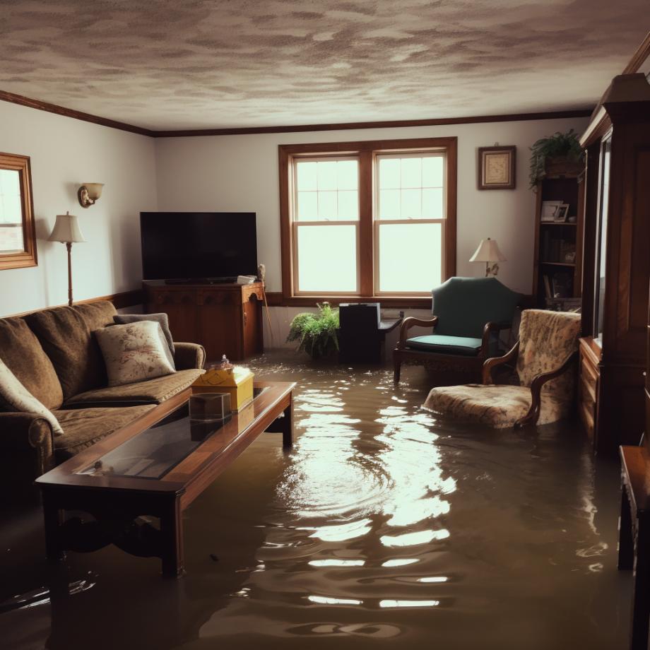 flooded living room