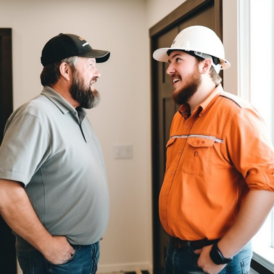 2 repair men talking
