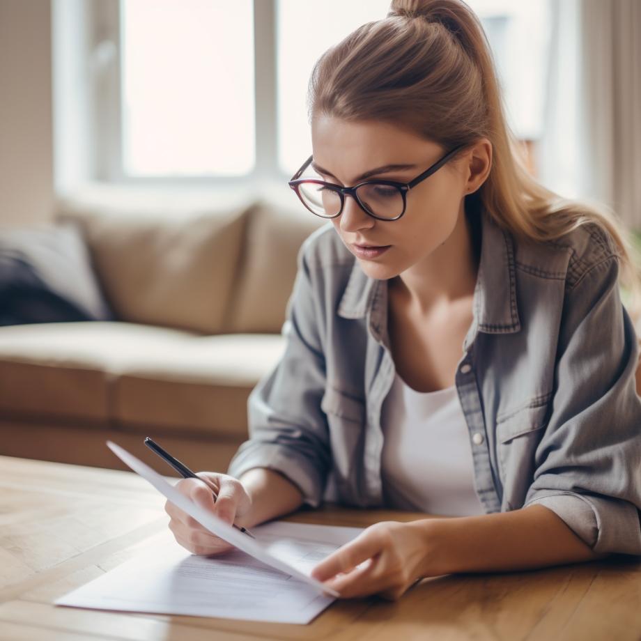 woman reviewing homeowners' insurance policy